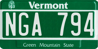 VT license plate NGA794