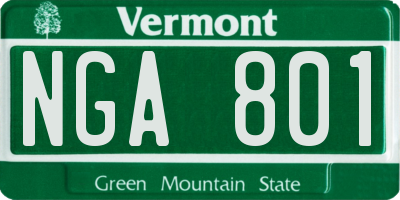 VT license plate NGA801