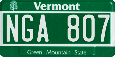 VT license plate NGA807