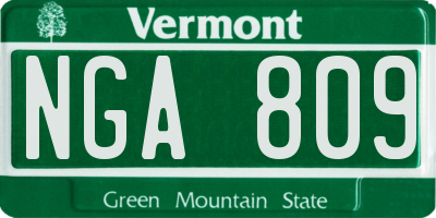 VT license plate NGA809