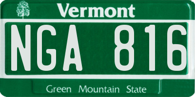 VT license plate NGA816