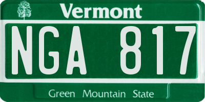 VT license plate NGA817