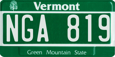 VT license plate NGA819