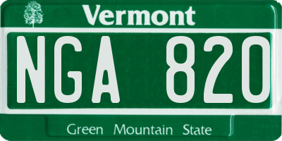 VT license plate NGA820