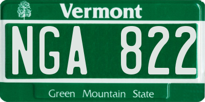 VT license plate NGA822