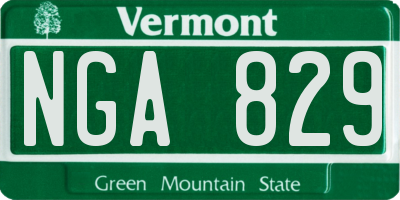 VT license plate NGA829