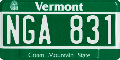 VT license plate NGA831