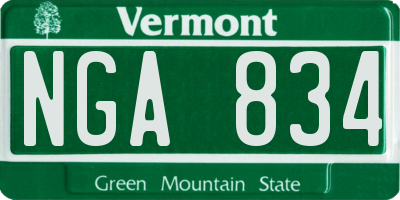 VT license plate NGA834