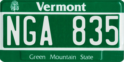 VT license plate NGA835