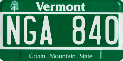 VT license plate NGA840