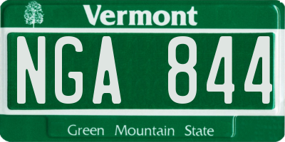 VT license plate NGA844