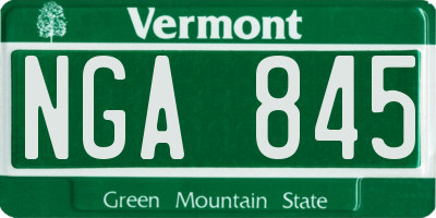 VT license plate NGA845