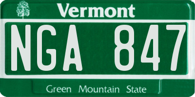 VT license plate NGA847