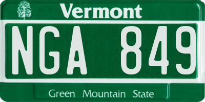 VT license plate NGA849