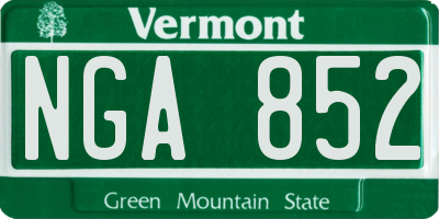 VT license plate NGA852