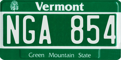 VT license plate NGA854