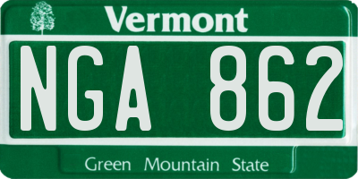 VT license plate NGA862
