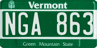 VT license plate NGA863