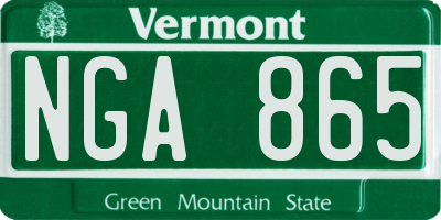 VT license plate NGA865