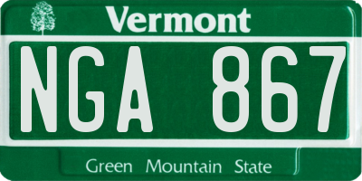 VT license plate NGA867