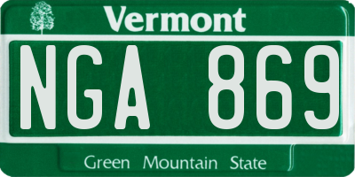 VT license plate NGA869