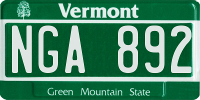 VT license plate NGA892