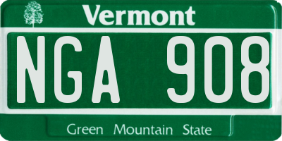 VT license plate NGA908