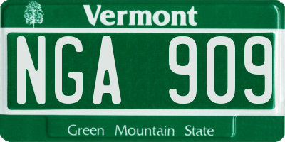 VT license plate NGA909