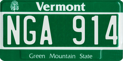 VT license plate NGA914