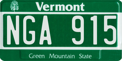 VT license plate NGA915