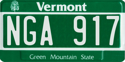 VT license plate NGA917