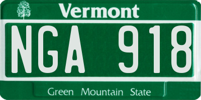 VT license plate NGA918