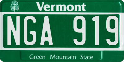 VT license plate NGA919