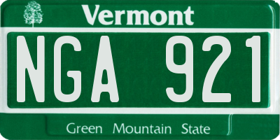 VT license plate NGA921