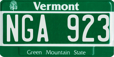 VT license plate NGA923