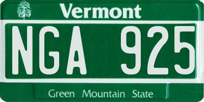 VT license plate NGA925