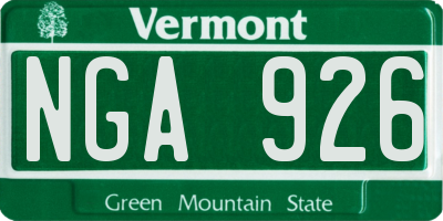VT license plate NGA926