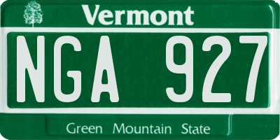VT license plate NGA927