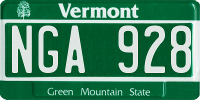 VT license plate NGA928