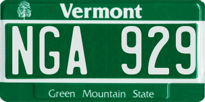 VT license plate NGA929