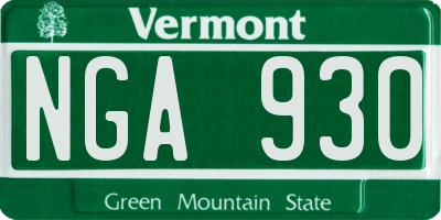 VT license plate NGA930