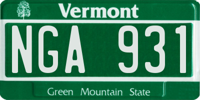 VT license plate NGA931
