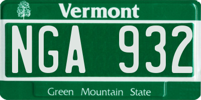 VT license plate NGA932