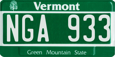 VT license plate NGA933