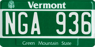 VT license plate NGA936
