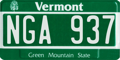 VT license plate NGA937