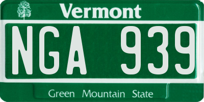 VT license plate NGA939