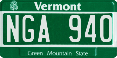 VT license plate NGA940