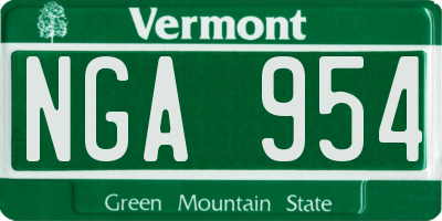 VT license plate NGA954