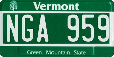 VT license plate NGA959